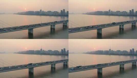 杭州杭州钱塘江西兴大桥高清在线视频素材下载