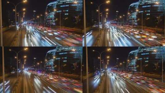 北京夜间高速公路交通延时高清在线视频素材下载