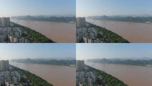 湖北宜昌城市江景航拍709高清在线视频素材下载