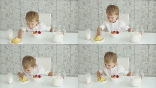 吃早餐的男孩高清在线视频素材下载