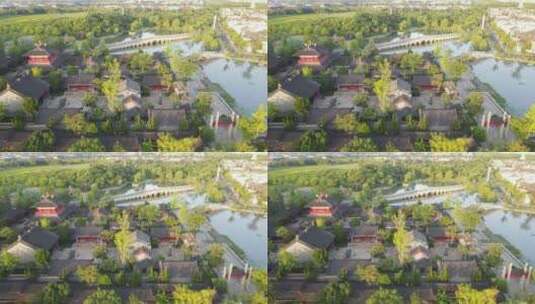 上海广富林公园4K航拍高清在线视频素材下载