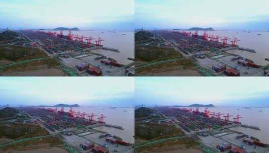 航拍上海洋山港自动化码头高清在线视频素材下载