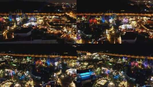 无锡融创乐园夜景4K航拍高清在线视频素材下载
