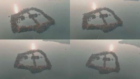 西湖清晨航拍高清在线视频素材下载
