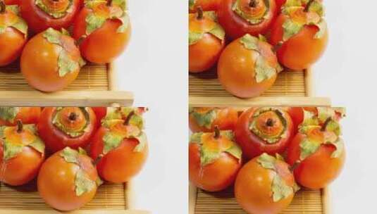 小柿子新鲜水果富平柿子特写4k滑轨平移高清在线视频素材下载