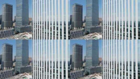 航拍无锡太湖新城商业街玻璃幕墙建筑高清在线视频素材下载