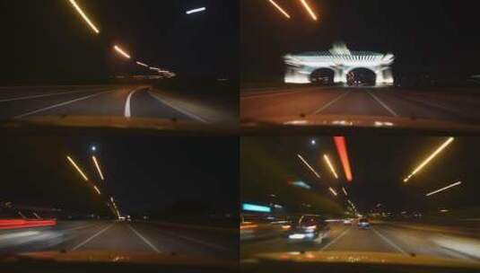 城市道路上的夜灯和交通高清在线视频素材下载