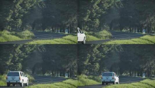 在大自然之间的道路上的吉普车高清在线视频素材下载