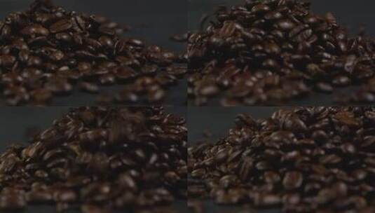 咖啡豆落在一块深色的布上高清在线视频素材下载
