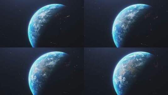 蓝色的星球慢慢转动夜空唯美高清在线视频素材下载