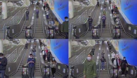 上海人民广场地铁站台人行通道高清在线视频素材下载