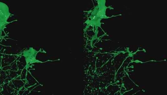 绿色液体颜料泼洒水珠飞溅高清在线视频素材下载