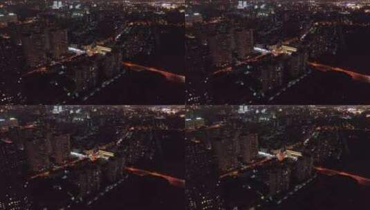 徐汇区钦州北路夜景航拍高清在线视频素材下载