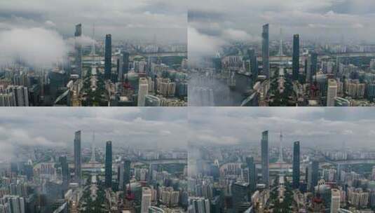 广州城市中轴大气云海珠江新城延时高清在线视频素材下载