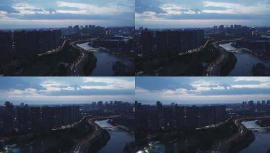 4K成都高新区城市建筑黄昏航拍2（直出）高清在线视频素材下载
