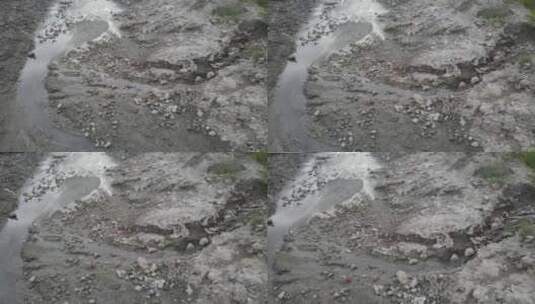 缺水干裂干涸土地裂开河道干枯4K航拍高清在线视频素材下载
