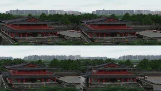 旅游景区航拍荆州古城东门景区高清在线视频素材下载