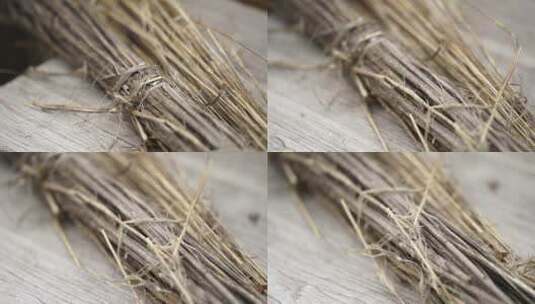 亚麻汉麻苎麻纤维原料超清晰特写高清在线视频素材下载