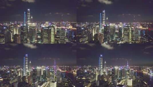 4K上海陆家嘴夜景航拍高清在线视频素材下载