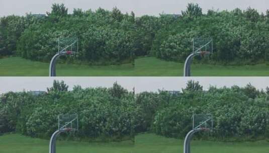 8k实拍树林前的篮球架高清在线视频素材下载
