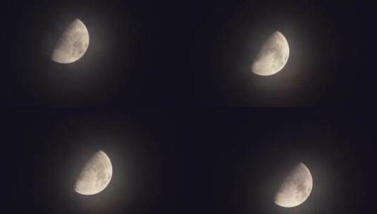 4K月亮延时残月落下月光月球坑特写高清在线视频素材下载