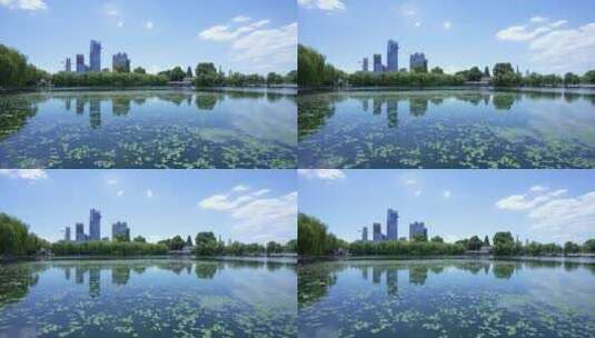 武汉长江二桥四美塘公园高清在线视频素材下载