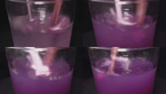 冲泡葡萄果汁融化紫色蔬菜粉高清在线视频素材下载