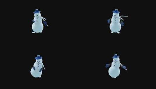 3D卡通酷酷雪人跳舞动画带通道循环视频高清在线视频素材下载
