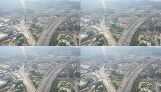 航拍深圳龙华区观澜城市运输发展高清在线视频素材下载
