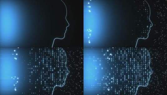 发光粒子人脸扫描二进制通讯科技C4D动画高清在线视频素材下载