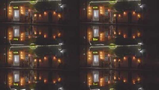宏村街道夜景行人高清在线视频素材下载