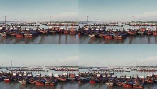 洞庭湖桥梁船运港口码头航道航拍视频高清在线视频素材下载