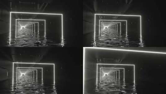 白色灯光组成隧道中穿梭背景视频高清在线视频素材下载