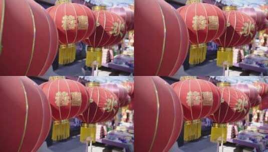 山西临县春节前街景 路边摊 红灯笼 组镜高清在线视频素材下载