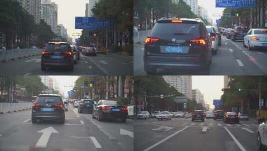 城市道路开车汽车行驶行车记录仪驾驶视角高清在线视频素材下载