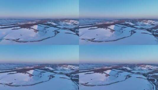 航拍内蒙古额尔古纳雪域山峦暮色高清在线视频素材下载