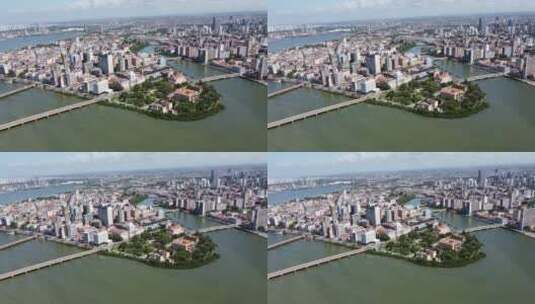 航拍江河城市高清在线视频素材下载