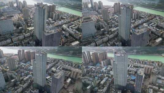 广元城市航拍图腾广场高清在线视频素材下载