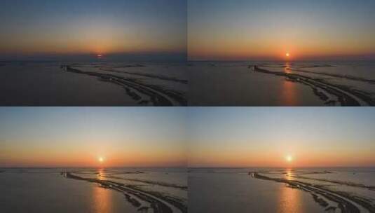 清晨鄱阳湖航拍日出延时高清在线视频素材下载