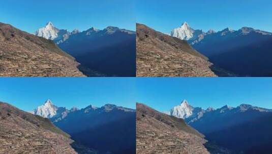 航拍四川阿坝四姑娘山幺妹峰雪山风光高清在线视频素材下载