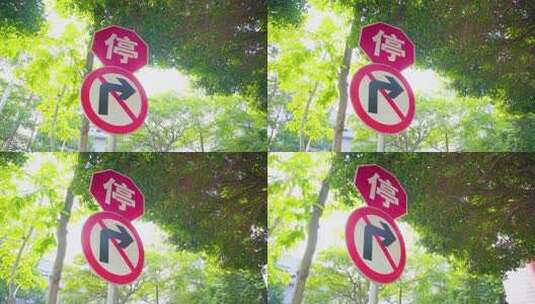禁止停车禁止右拐高清在线视频素材下载