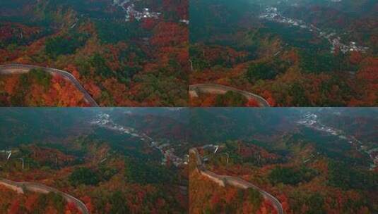 航拍北京慕田峪长城深秋秋季景色高清在线视频素材下载