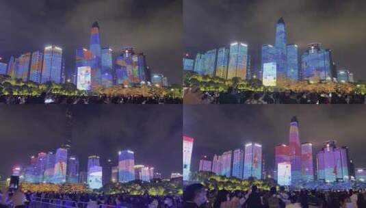 深圳市民中心灯光秀手持拍摄高清在线视频素材下载