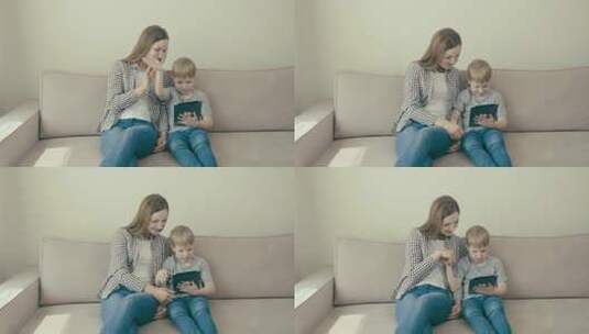 妈妈和孩子在线聊天高清在线视频素材下载