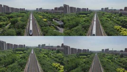 淄博胶济铁路航拍高清在线视频素材下载