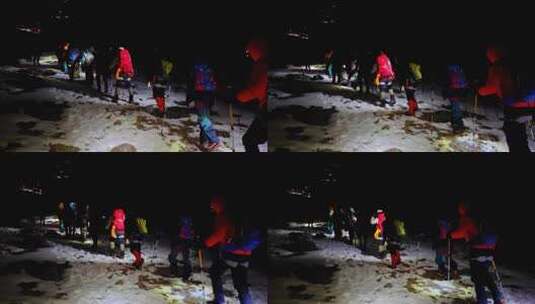 攀登四川甘孜贡嘎山区那玛峰的登山者夜行高清在线视频素材下载