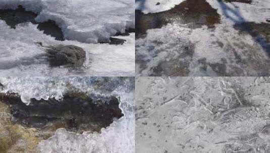 河流冰凌冰晶冰面河水冰河融化春天来了高清在线视频素材下载