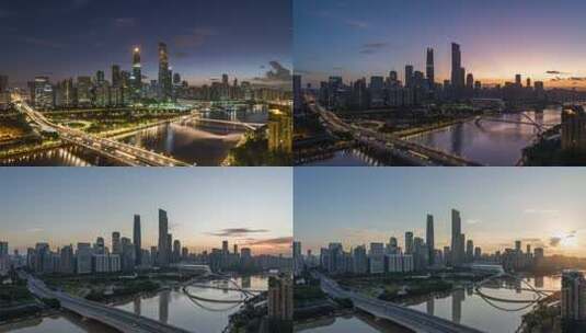 【4K】广州海心桥日出延时摄影高清在线视频素材下载