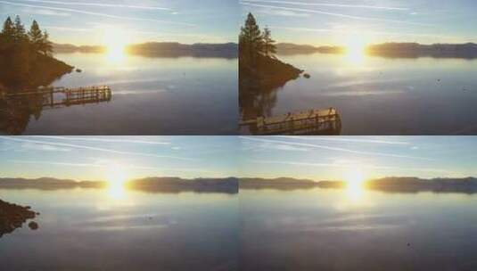 早晨意境唯美日出湖面山水高清在线视频素材下载