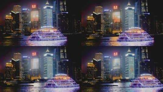 上海游轮江景夜景高清在线视频素材下载